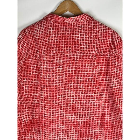 J Peterman Shirt Mens XL Red Dot Print Linen Short Sleeve Breathable Relaxed Fit - Picture 4 of 11